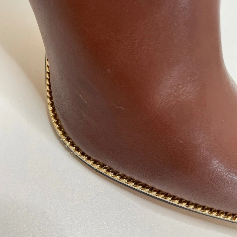 Madden Girl Hadix Cognac Brown Pointed Toe Chain Detail Stiletto Booties Size 9M